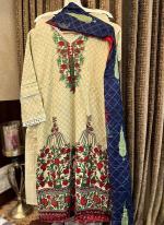 Cotton Light Yellow Traditional Wear Printed Readymade Pakistani Suit